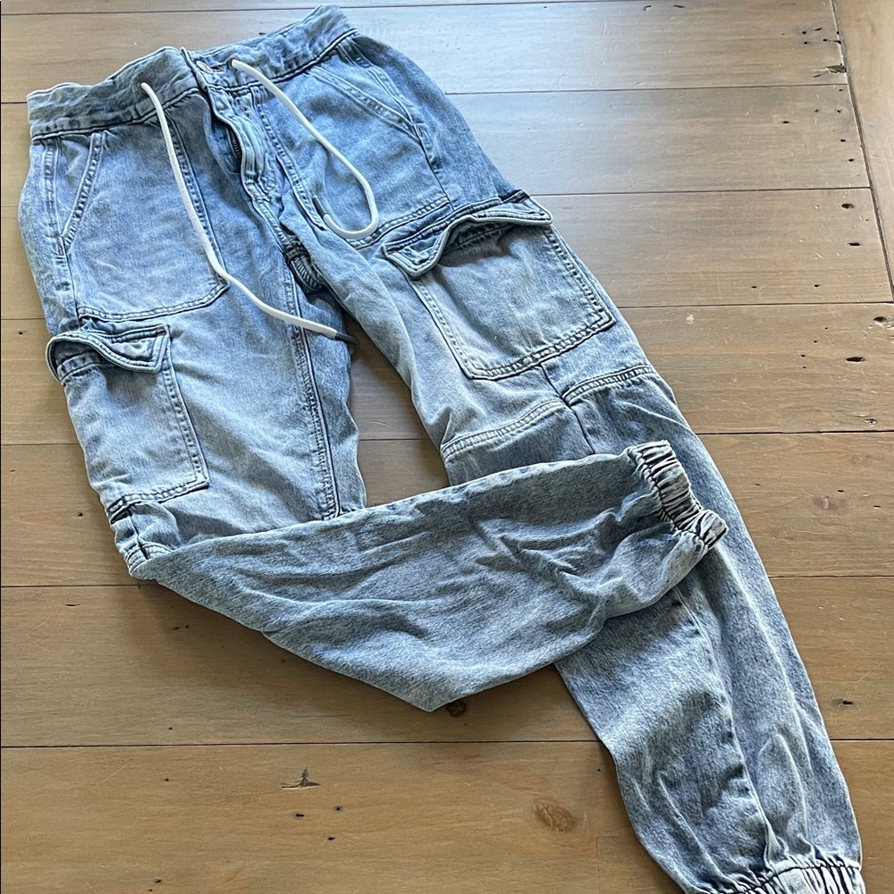 Light Blue Cargo Jogger Pants